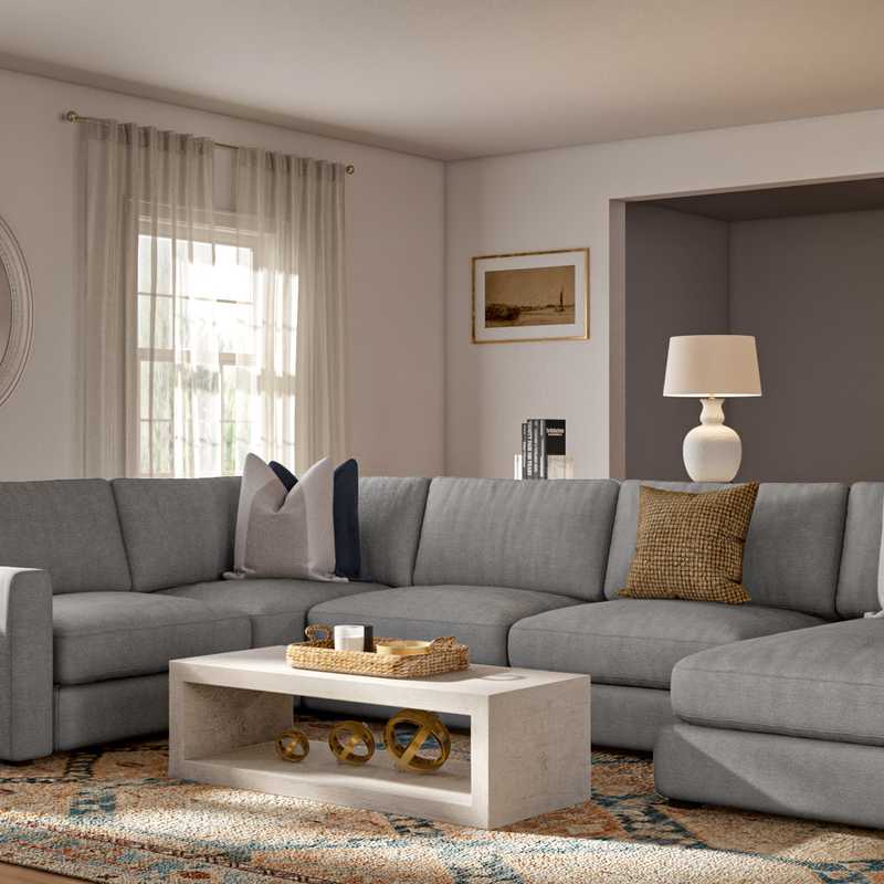Classic, Coastal, Farmhouse Living Room Design by Havenly Interior Designer Julia