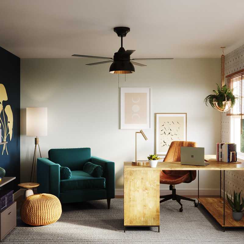Modern, Eclectic, Midcentury Modern Office Design by Havenly Interior Designer Ashley