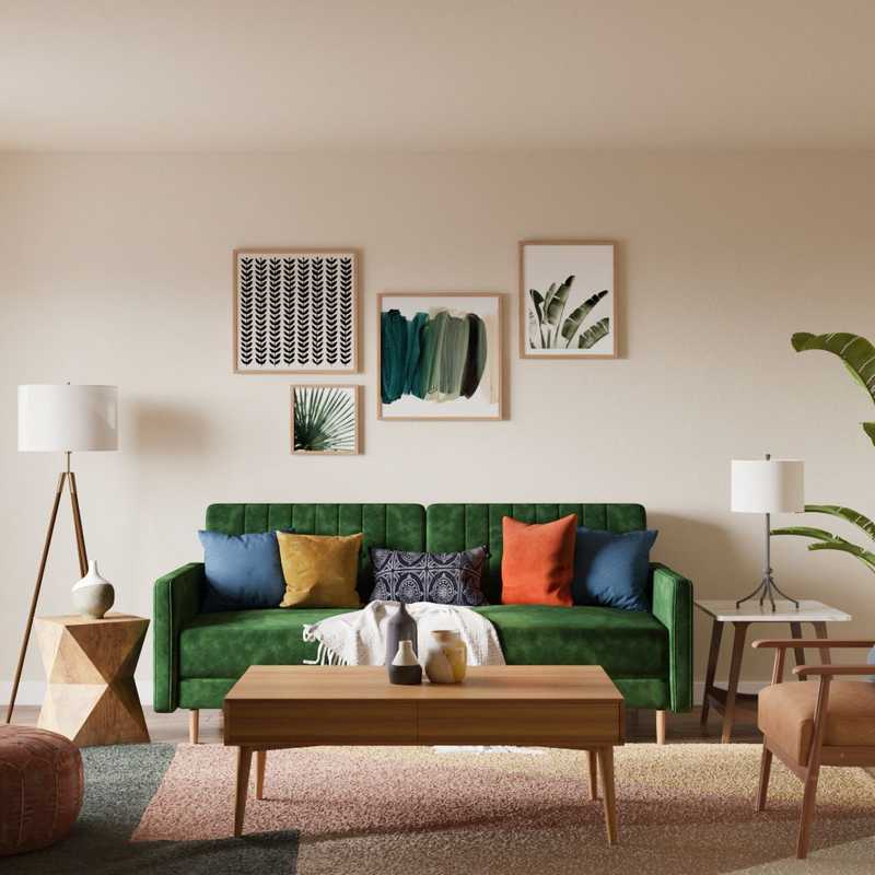 Bohemian, Midcentury Modern Living Room Design by Havenly Interior Designer Emmanuel