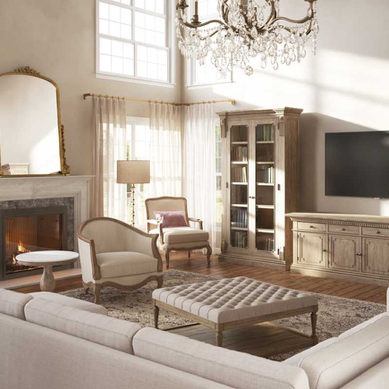 Classic, Farmhouse Living Room Design by Havenly Interior Designer Mariela