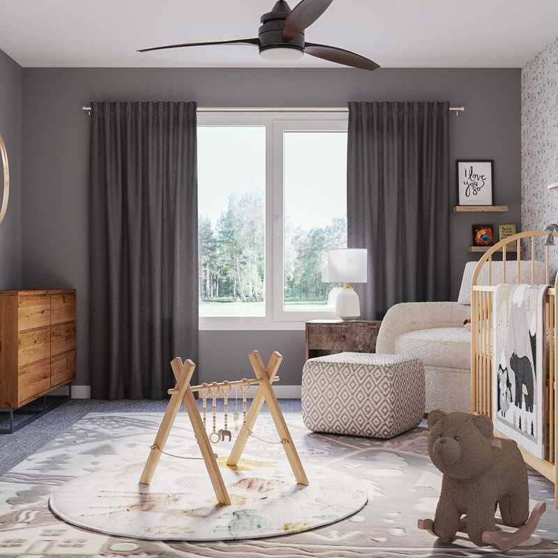 Bohemian, Midcentury Modern Nursery Design by Havenly Interior Designer Andrea