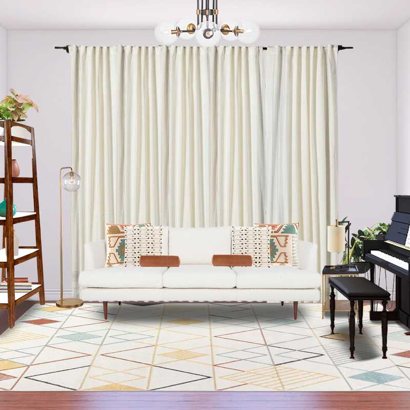 Bohemian, Midcentury Modern Living Room Design by Havenly Interior Designer Daniela