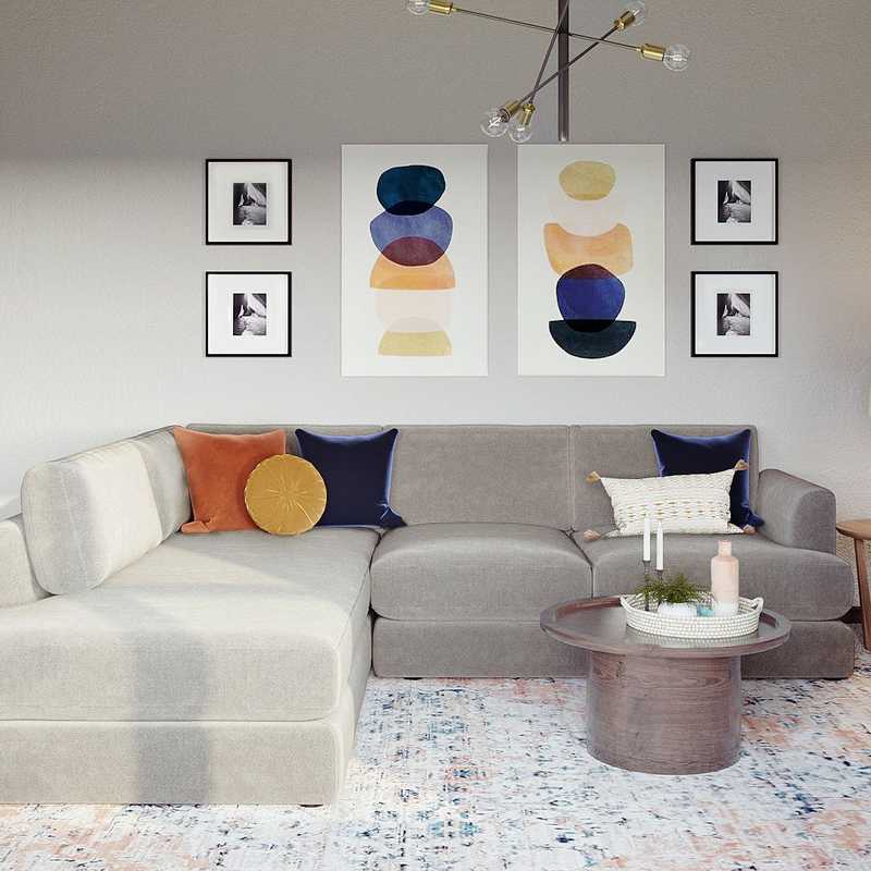 Bohemian, Midcentury Modern Living Room Design by Havenly Interior Designer Chanel