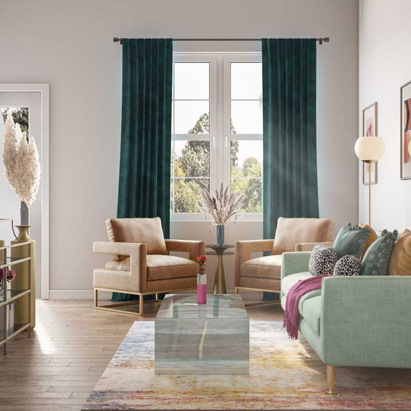 Modern, Eclectic, Glam Living Room Design by Havenly Interior Designer Julia
