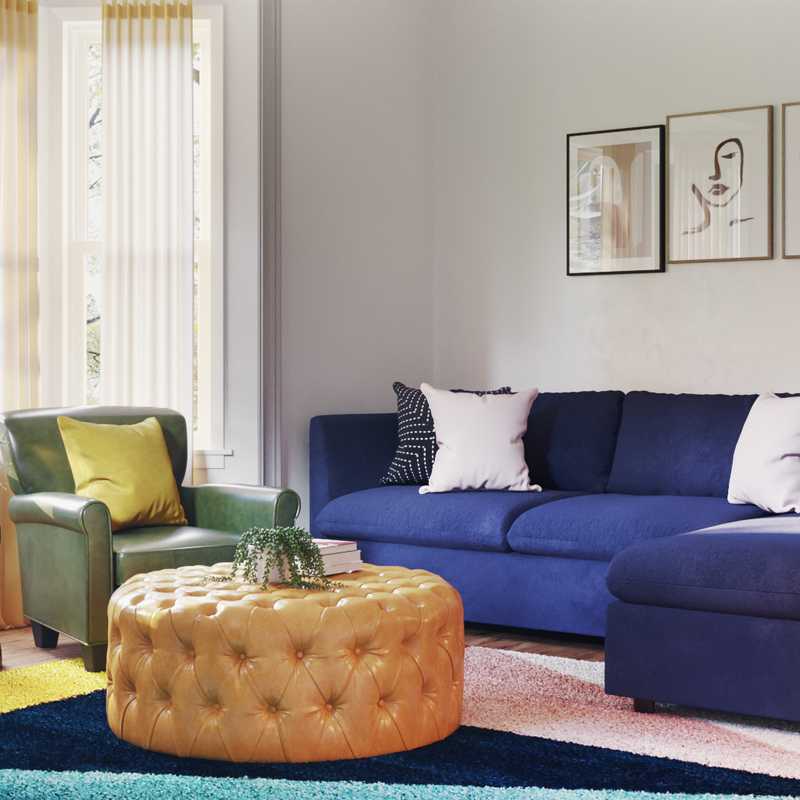 Eclectic, Bohemian, Vintage Living Room Design by Havenly Interior Designer Jacqueline