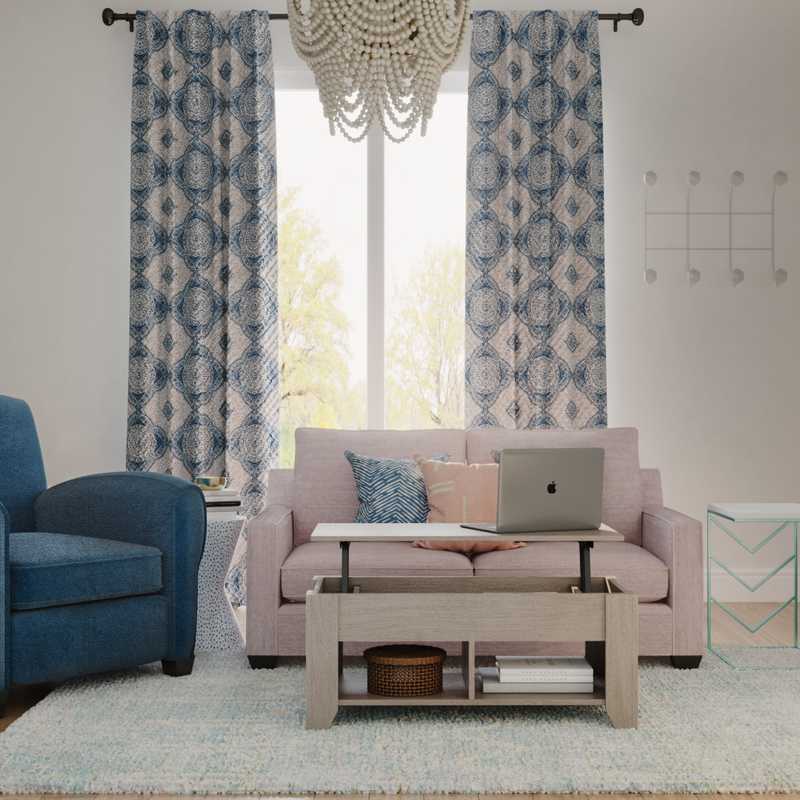 Bohemian, Coastal, Global Living Room Design by Havenly Interior Designer Gabrielle