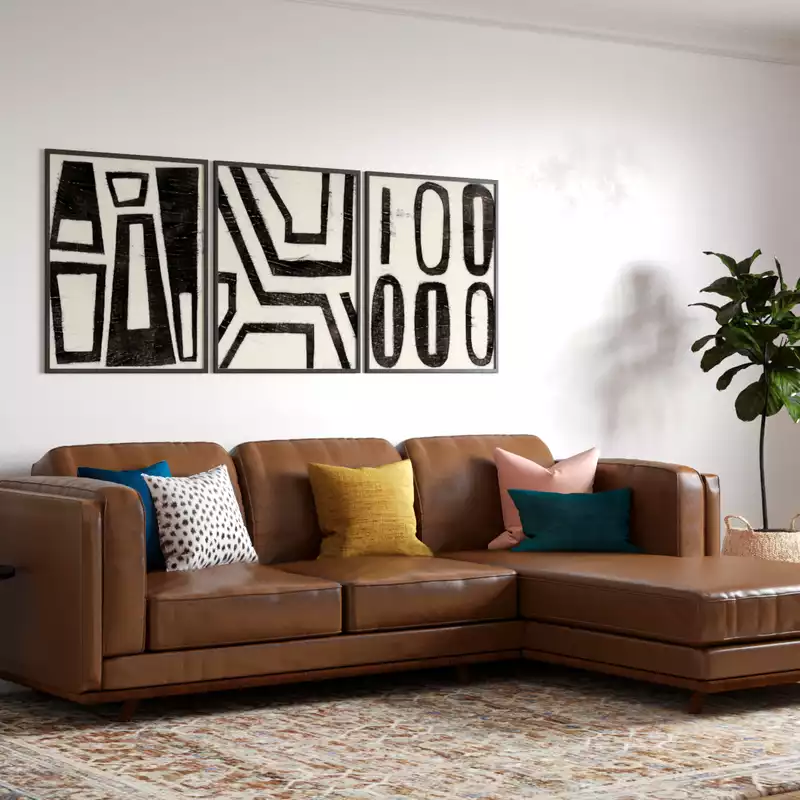 Bohemian, Midcentury Modern, Minimal Living Room Design by Havenly Interior Designer B.