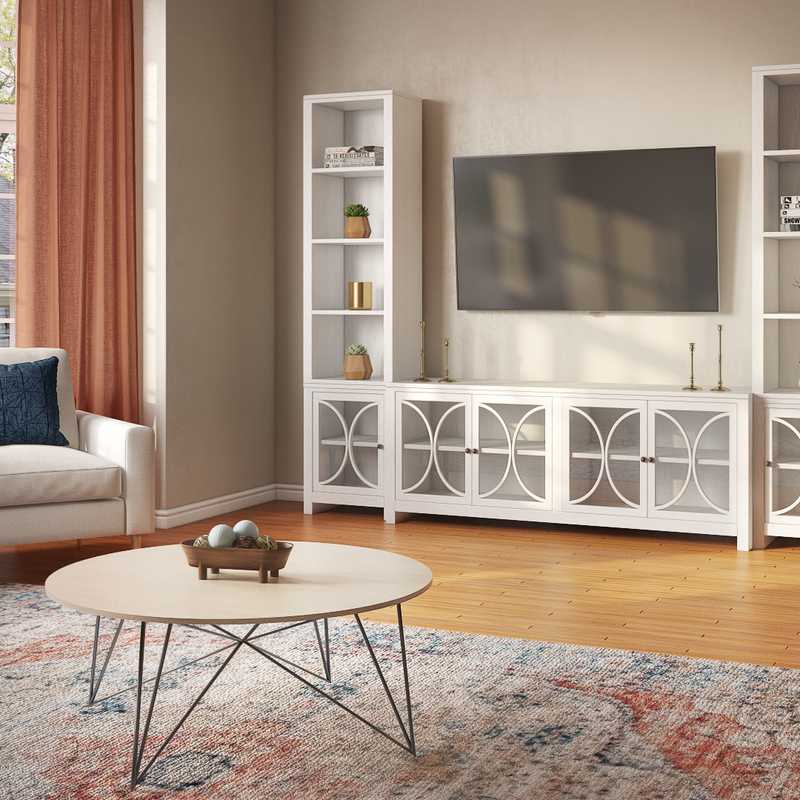 Bohemian, Midcentury Modern Living Room Design by Havenly Interior Designer Allison