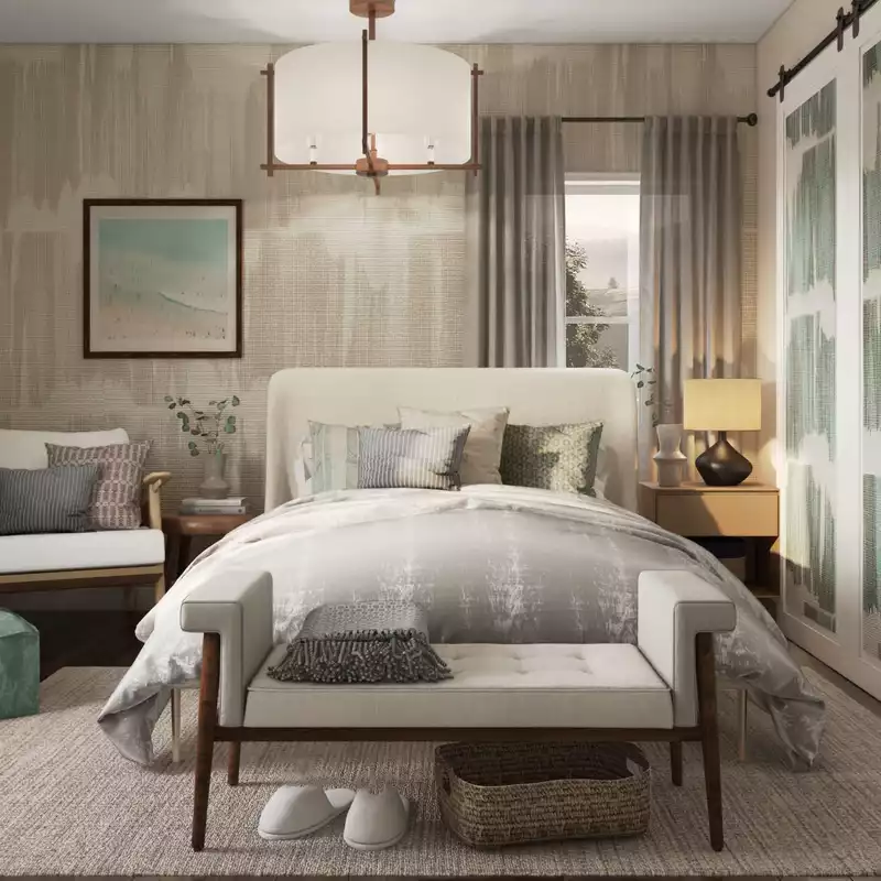 Coastal, Midcentury Modern Bedroom Design by Havenly Interior Designer Patrice