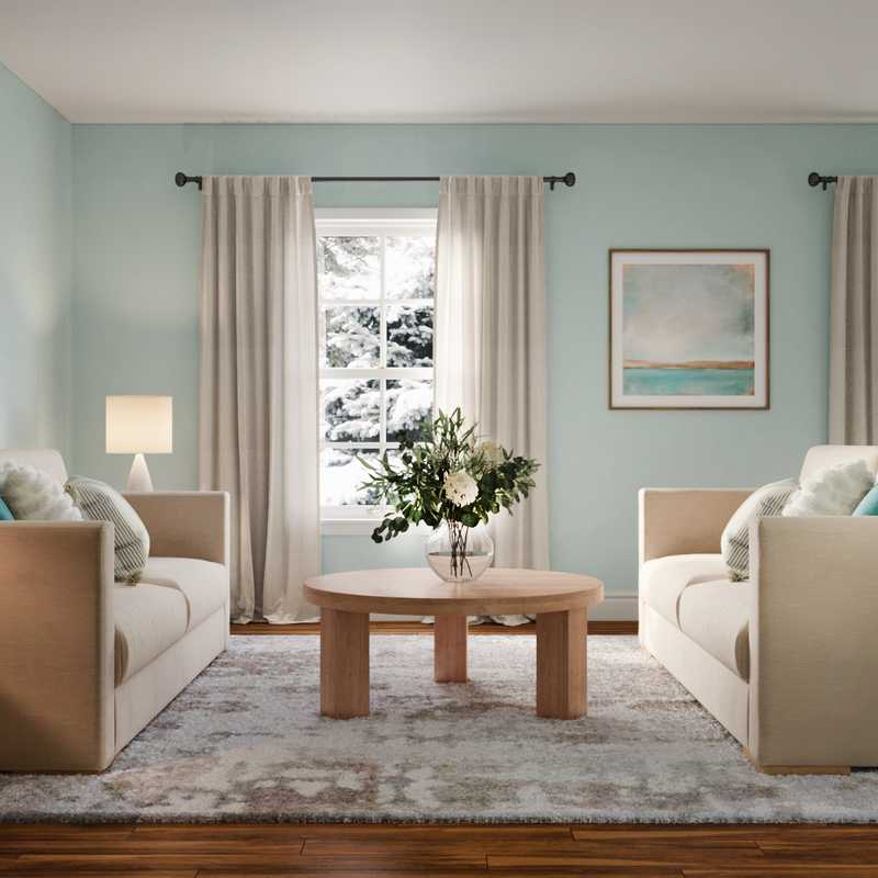 Coastal, Farmhouse Living Room Design by Havenly Interior Designer Erin