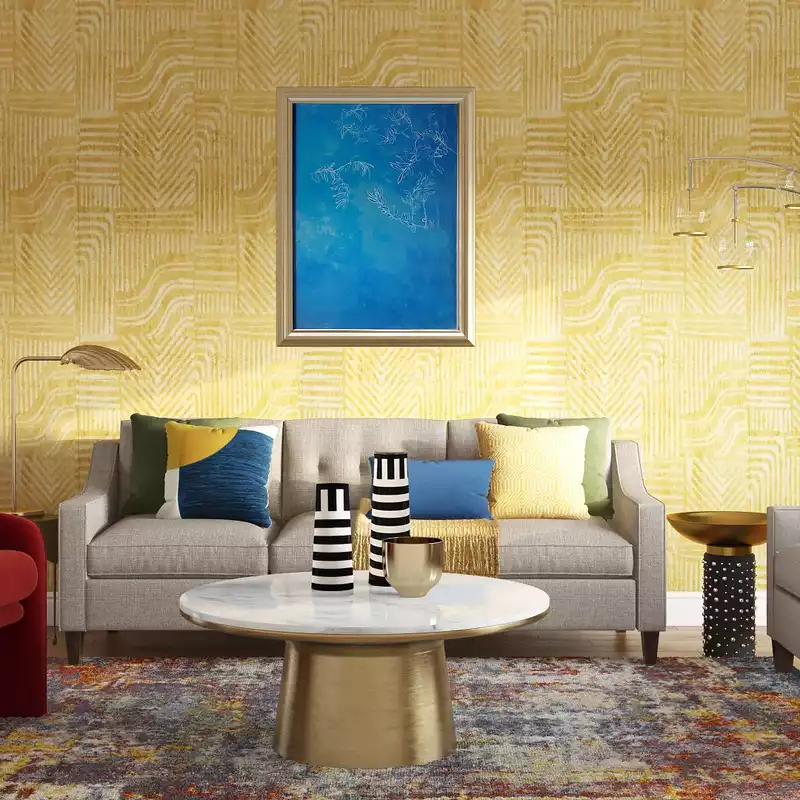 Eclectic, Midcentury Modern Living Room Design by Havenly Interior Designer Emmanuel