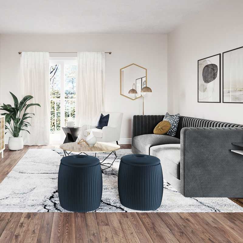 Modern, Glam, Midcentury Modern Living Room Design by Havenly Interior Designer Emily