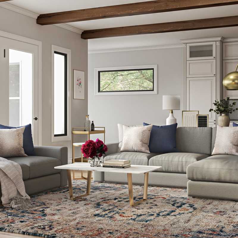 Glam, Farmhouse Living Room Design by Havenly Interior Designer Caroline
