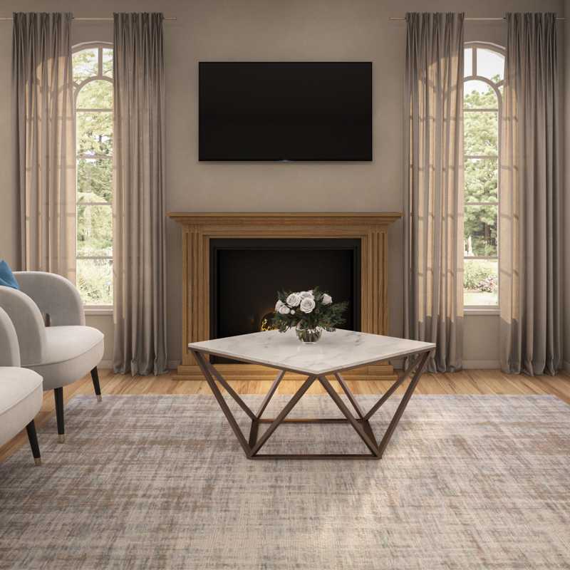 Glam, Farmhouse, Rustic Living Room Design by Havenly Interior Designer Taylor