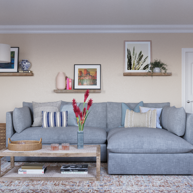Modern, Bohemian, Coastal Living Room Design by Havenly Interior Designer Ariadna