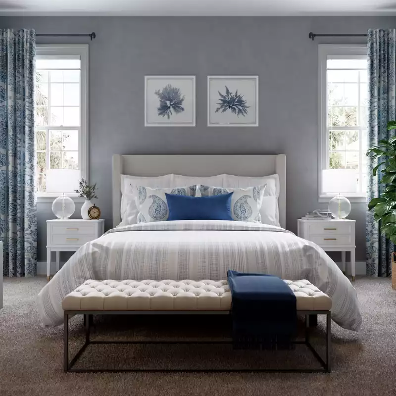 Classic, Coastal, Traditional, Farmhouse, Transitional Bedroom Design by Havenly Interior Designer Lisa