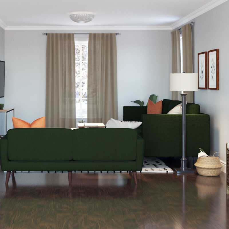 Farmhouse, Midcentury Modern, Scandinavian Living Room Design by Havenly Interior Designer Priscila