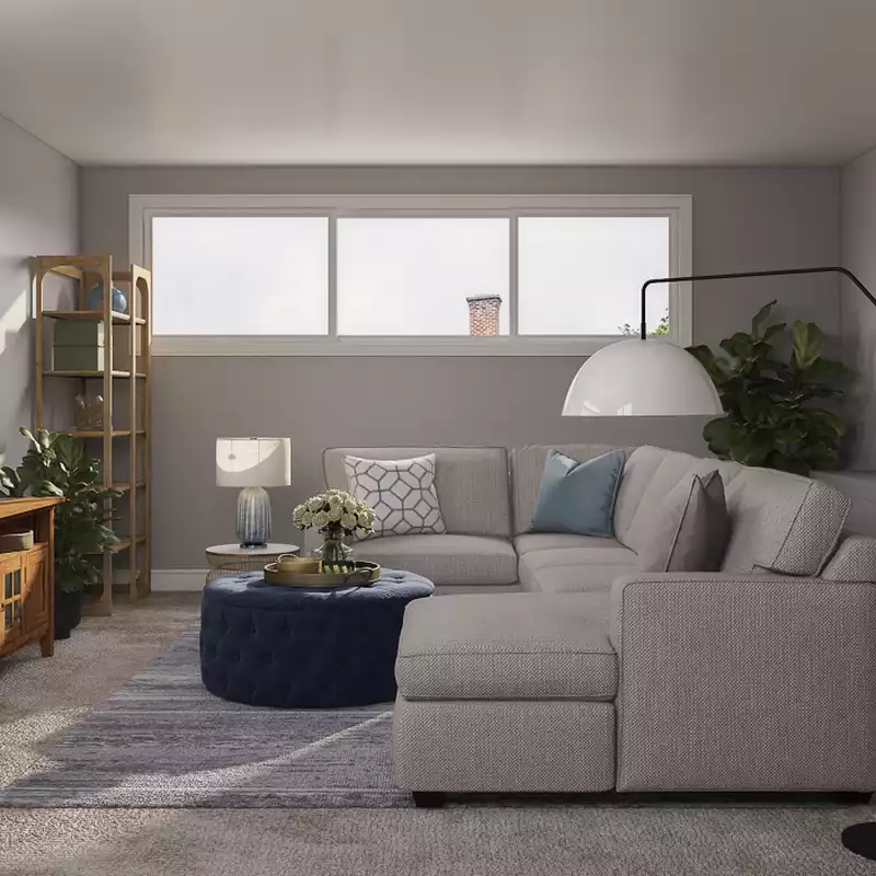 Contemporary, Modern, Coastal, Farmhouse Living Room Design by Havenly Interior Designer Rumki