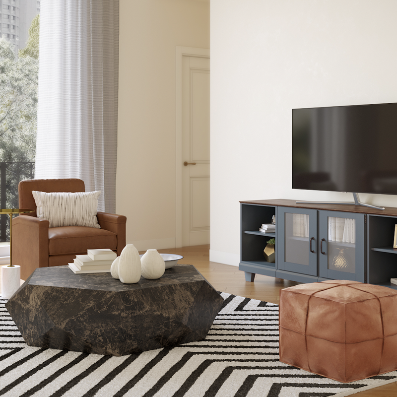 Transitional, Midcentury Modern Living Room Design by Havenly Interior Designer Jennifer