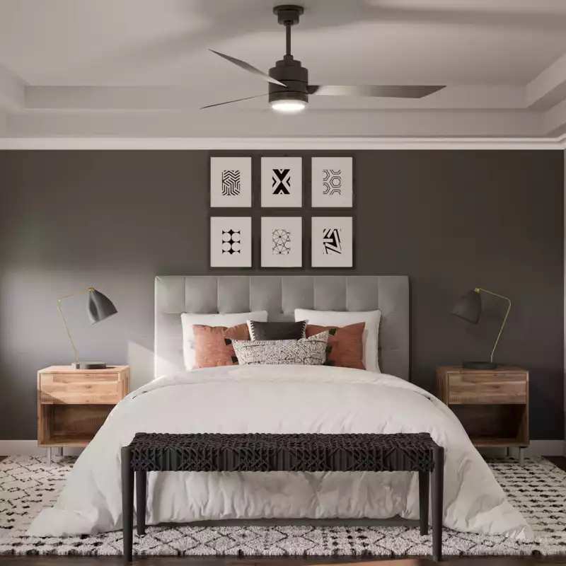 Industrial, Southwest Inspired, Midcentury Modern, Minimal, Scandinavian Bedroom Design by Havenly Interior Designer Abi