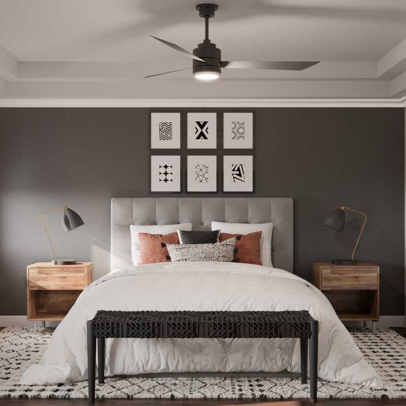 Industrial, Southwest Inspired, Midcentury Modern, Minimal, Scandinavian Bedroom Design by Havenly Interior Designer Abi