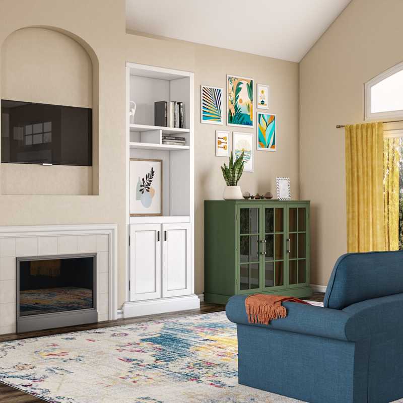 Bohemian, Farmhouse Living Room Design by Havenly Interior Designer Sandra