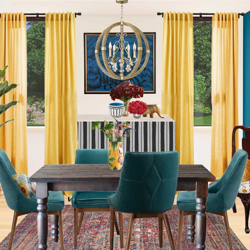 Eclectic, Bohemian, Midcentury Modern Dining Room Design by Havenly Interior Designer Katherine