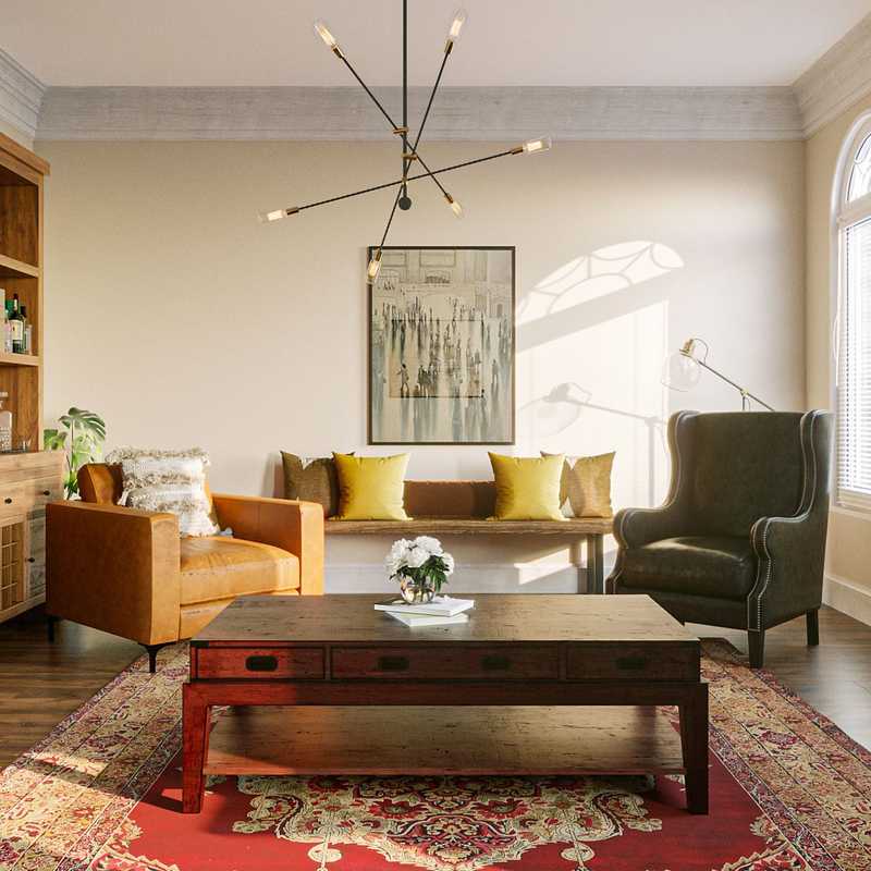 Bohemian, Midcentury Modern Living Room Design by Havenly Interior Designer Andrea