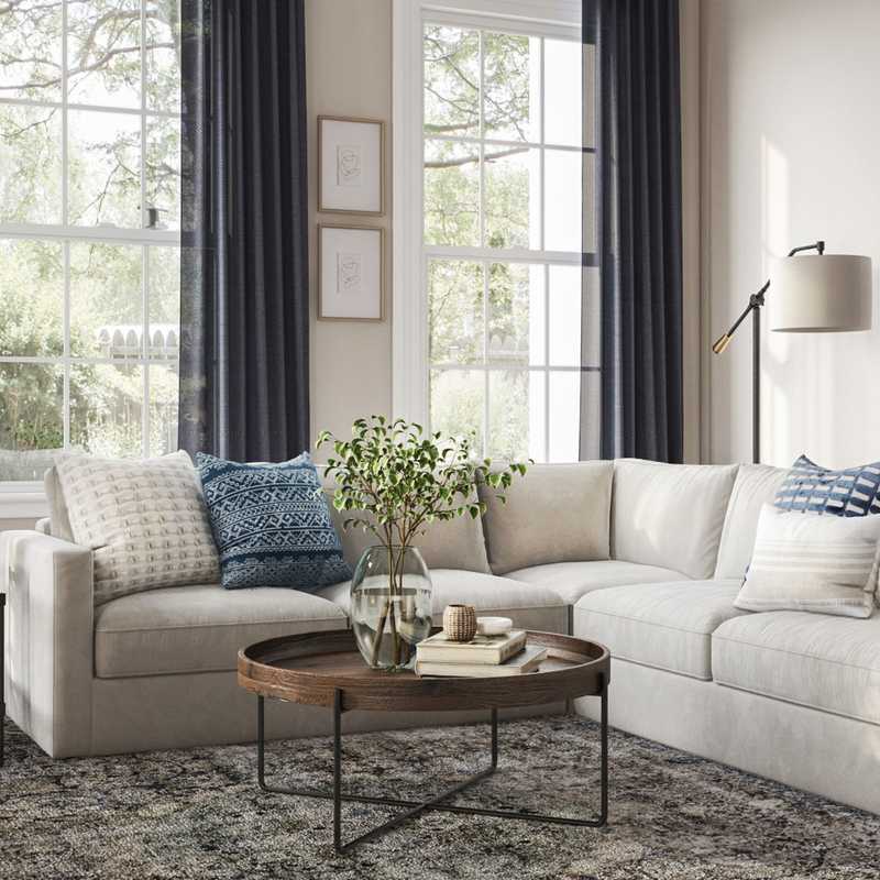 Modern, Classic, Farmhouse, Transitional, Vintage Living Room Design by Havenly Interior Designer Emily