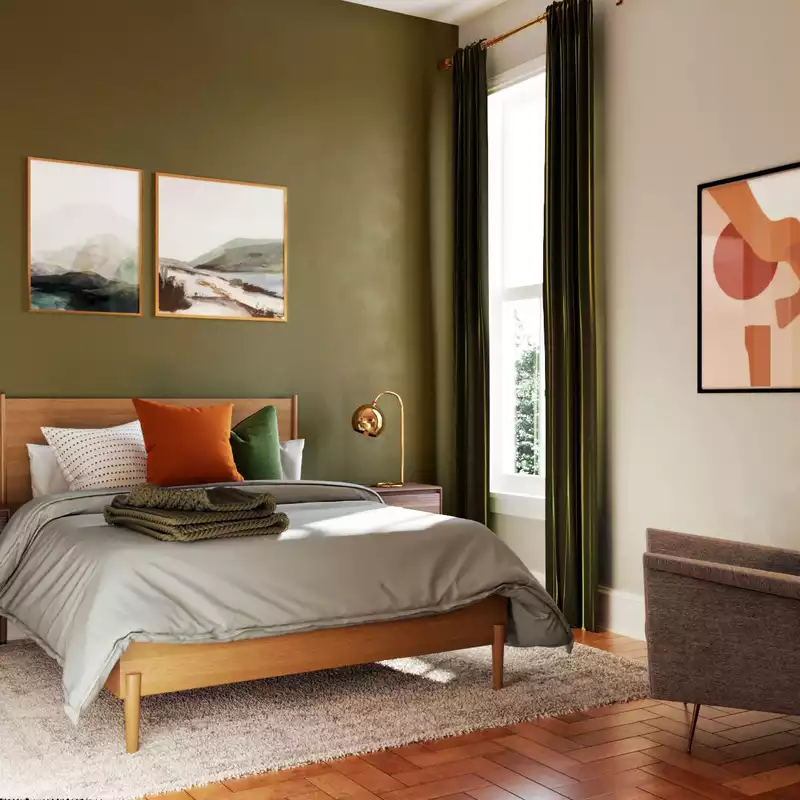 Bohemian, Midcentury Modern Bedroom Design by Havenly Interior Designer Emmanuel