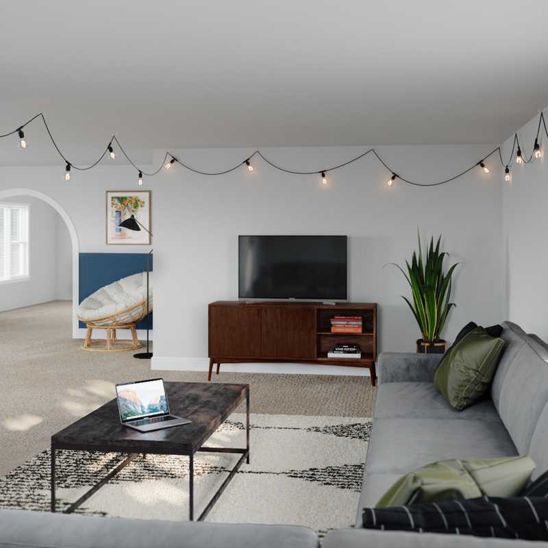 Bohemian, Midcentury Modern, Minimal Living Room Design by Havenly Interior Designer Jacqueline