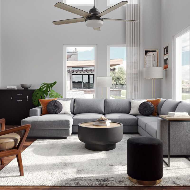 Contemporary, Modern, Global, Midcentury Modern Living Room Design by Havenly Interior Designer Andrea