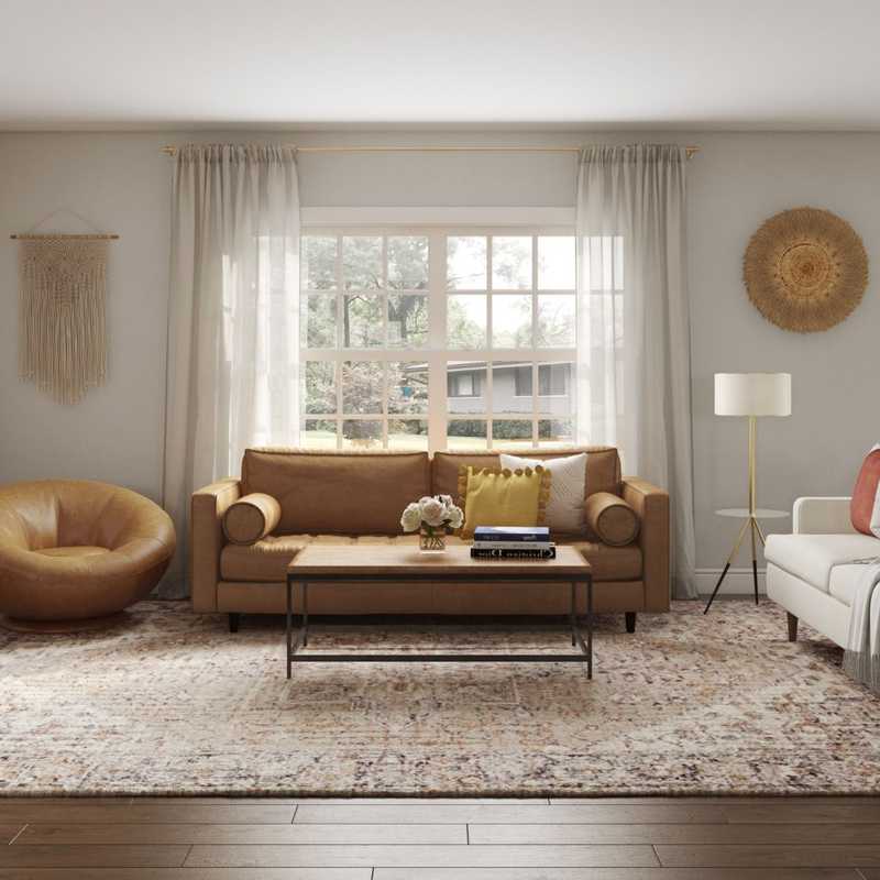 Bohemian, Midcentury Modern Living Room Design by Havenly Interior Designer Gabriela