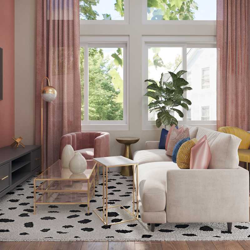 Eclectic, Bohemian, Glam, Midcentury Modern Living Room Design by Havenly Interior Designer Emmanuel