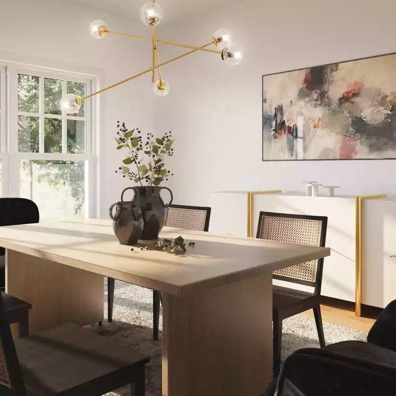 Contemporary, Bohemian, Midcentury Modern Dining Room Design by Havenly Interior Designer Elizabeth