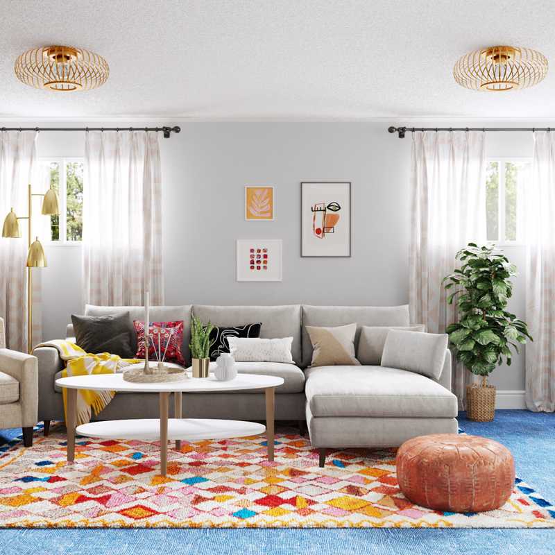 Eclectic, Bohemian, Global, Midcentury Modern Living Room Design by Havenly Interior Designer Nicole
