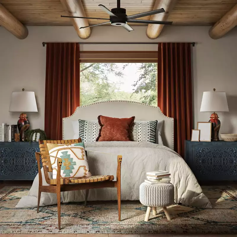 Eclectic, Bohemian, Rustic, Global, Southwest Inspired Bedroom Design by Havenly Interior Designer Lisa