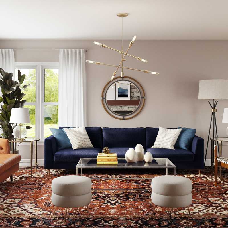 Modern, Eclectic, Bohemian, Vintage Living Room Design by Havenly Interior Designer Erika