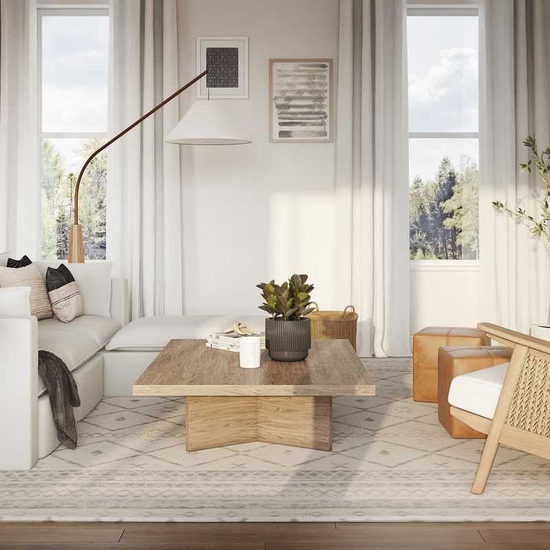 Contemporary, Bohemian, Farmhouse, Scandinavian Living Room Design by Havenly Interior Designer Romina