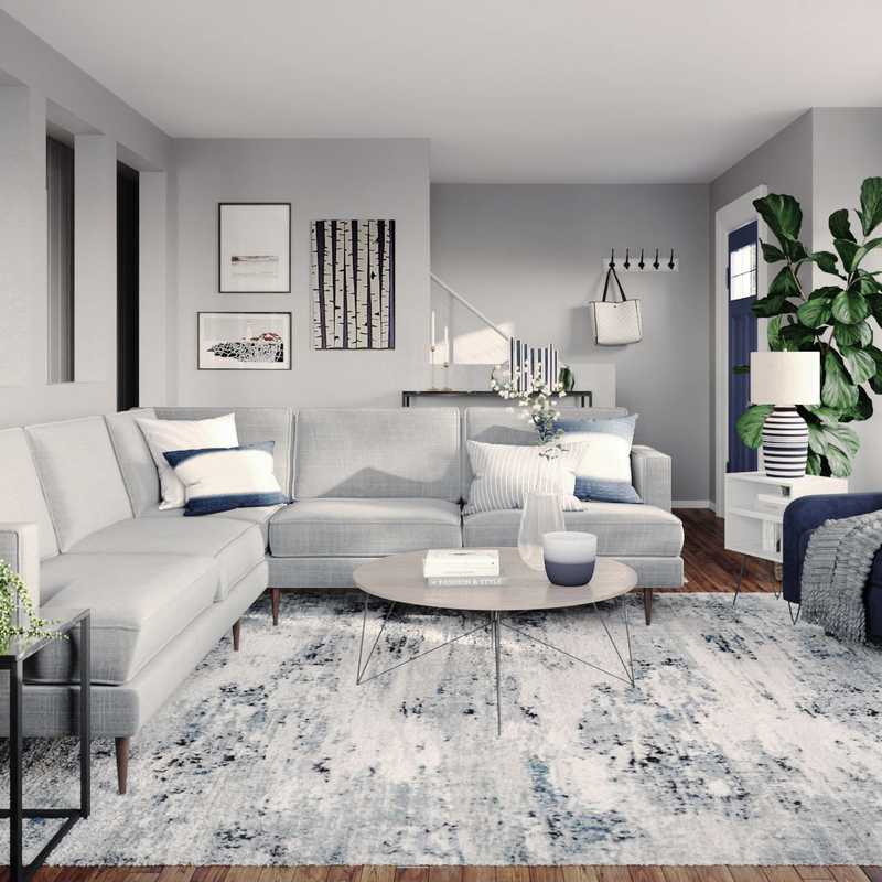 Modern, Coastal, Transitional, Midcentury Modern Living Room Design by Havenly Interior Designer Emily