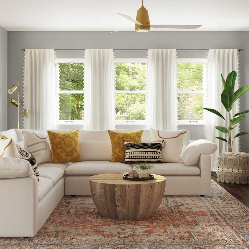 Bohemian, Midcentury Modern Living Room Design by Havenly Interior Designer Erin