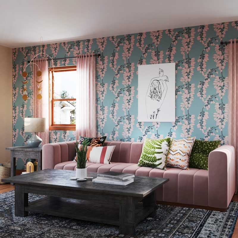 Eclectic, Bohemian, Vintage, Global, Midcentury Modern Living Room Design by Havenly Interior Designer Nicole