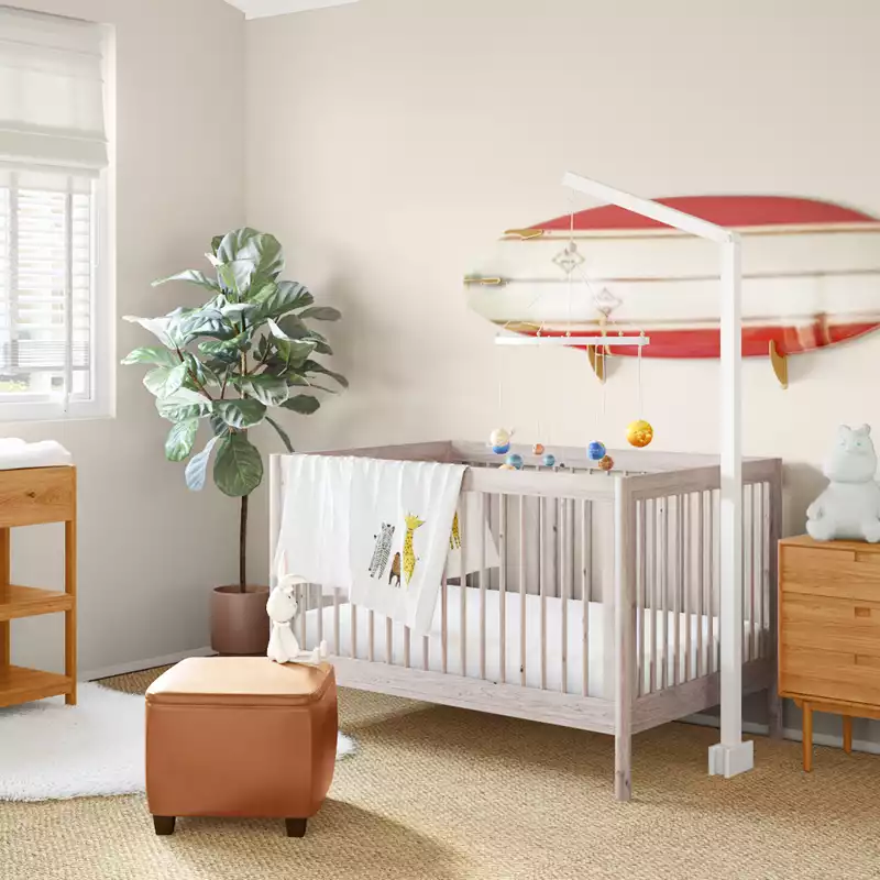 Contemporary, Bohemian, Transitional, Midcentury Modern Nursery Design by Havenly Interior Designer Tara