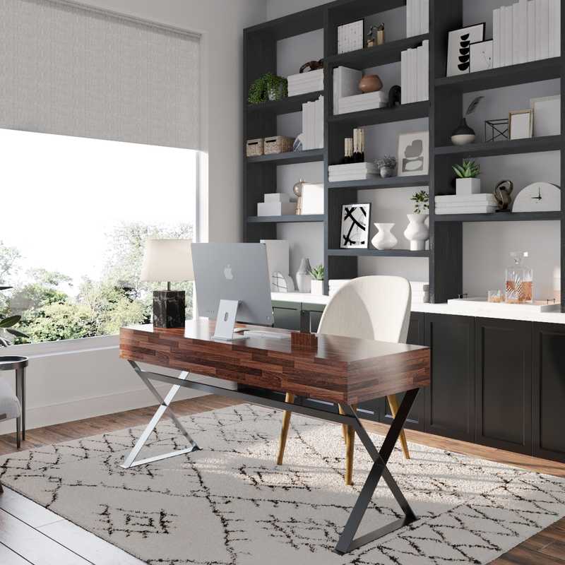 Contemporary, Midcentury Modern Office Design by Havenly Interior Designer Christina