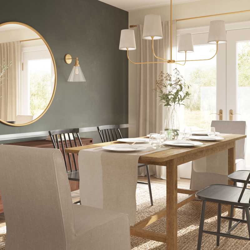 Rustic, Scandinavian Dining Room Design by Havenly Interior Designer Lauren