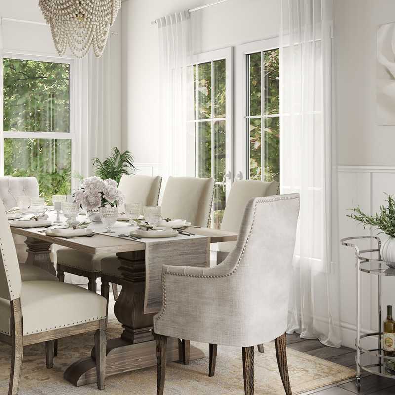 Classic, Coastal, Glam, Farmhouse, Rustic, Vintage Dining Room Design by Havenly Interior Designer Emily