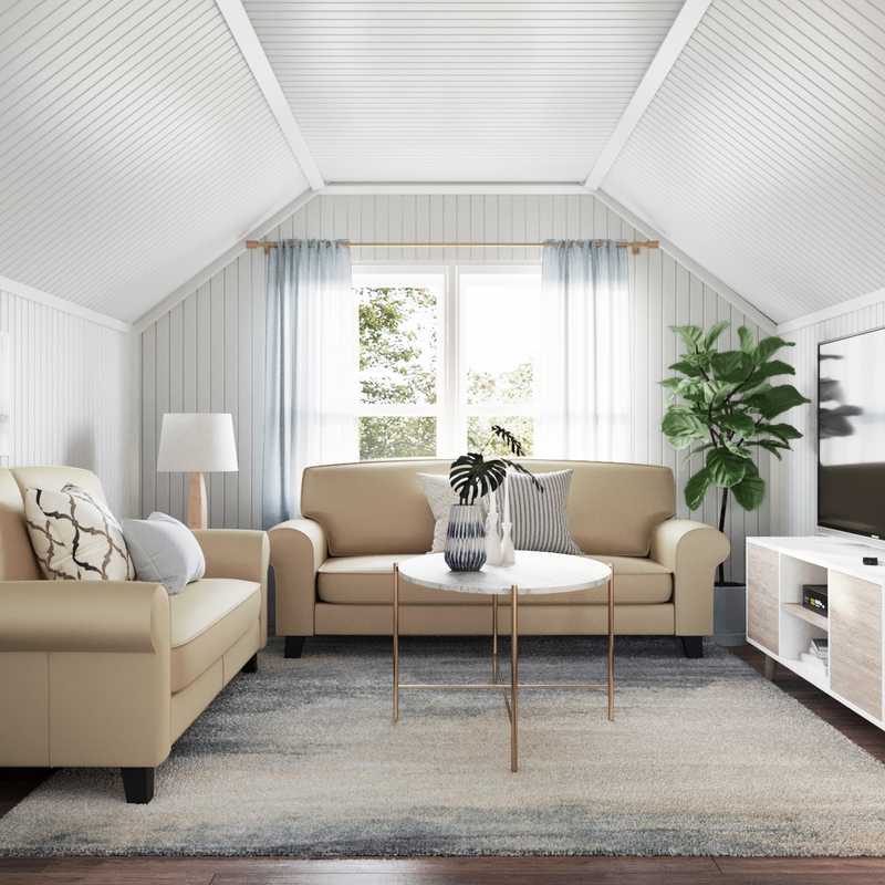 Classic, Bohemian, Coastal, Glam Living Room Design by Havenly Interior Designer Emily