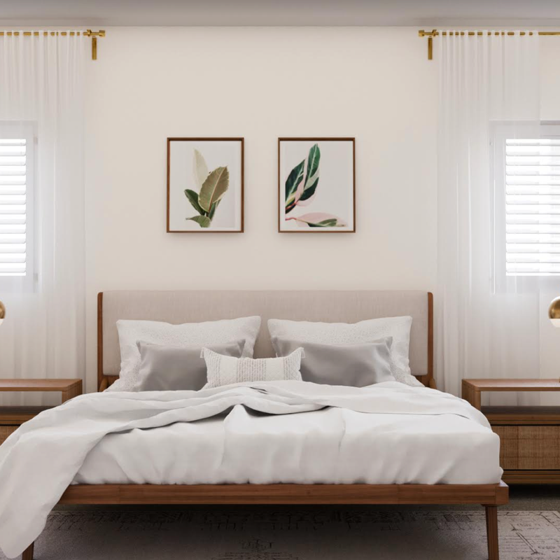 Bohemian, Midcentury Modern Bedroom Design by Havenly Interior Designer Jackie