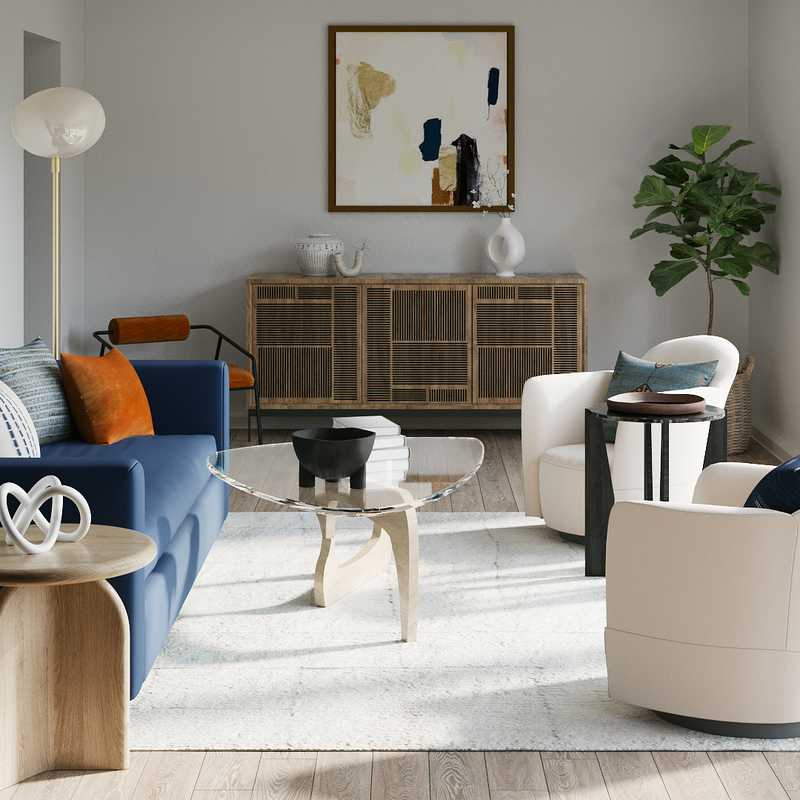 Midcentury Modern, Minimal Living Room Design by Havenly Interior Designer Angie