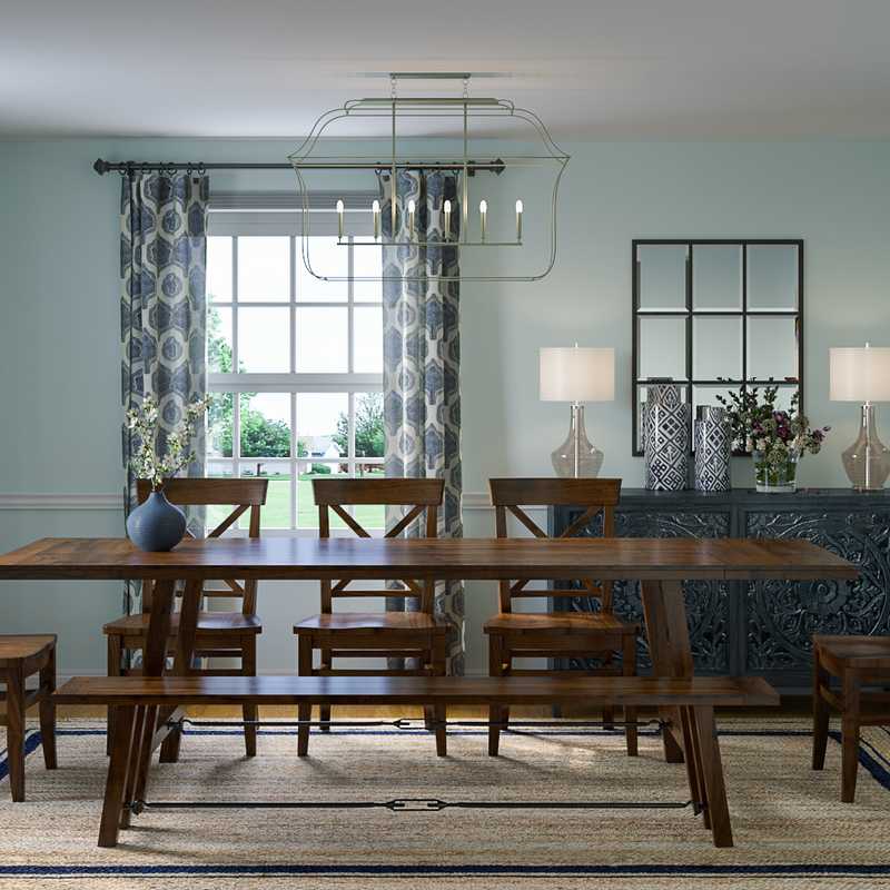 Coastal, Farmhouse, Transitional Dining Room Design by Havenly Interior Designer Erin